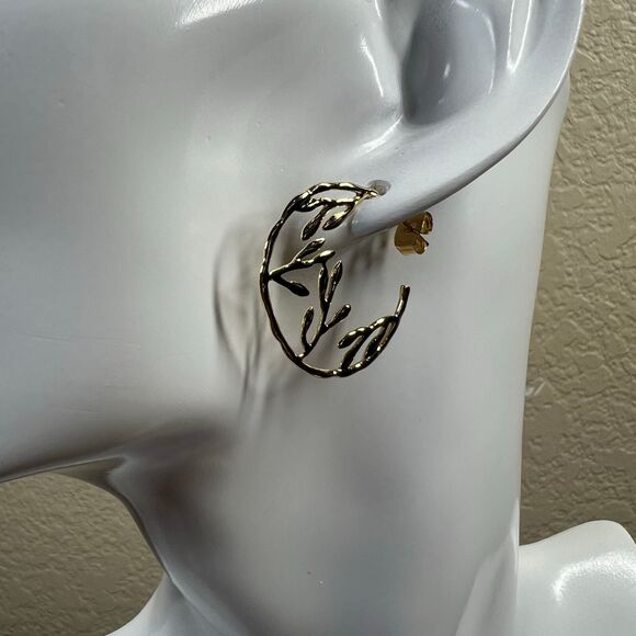 Earrings golden stud earrings  Leaf ear wires fairy core soft girl  academia - Picture 7 of 9